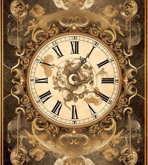 Zeitkarte Ziehen Deck mit Mustern und einer Uhr in der Mitte